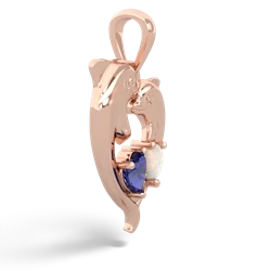 Lab Sapphire Dolphin Heart 14K Rose Gold pendant P5820