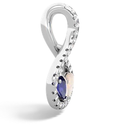 Lab Sapphire Pave Twist 'One Heart' 14K White Gold pendant P5360