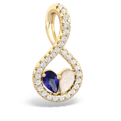 Lab Sapphire Pave Twist 'One Heart' 14K Yellow Gold pendant P5360