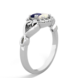 Lab Sapphire Love Nest 14K White Gold ring R5860