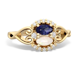 Lab Sapphire Love Nest 14K Yellow Gold ring R5860