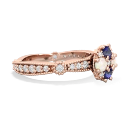 Lab Sapphire Sparkling Tiara Cluster 14K Rose Gold ring R26293RD