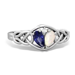 Lab Sapphire Celtic Love Knot 14K White Gold ring R5420