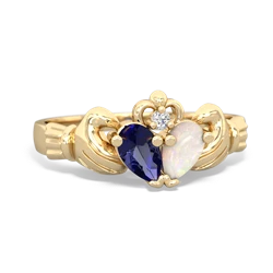 Lab Sapphire 'Our Heart' Claddagh 14K Yellow Gold ring R2388