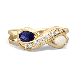 Lab Sapphire Diamond Infinity 14K Yellow Gold ring R5390