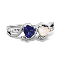 Lab Sapphire Side By Side 14K White Gold ring R3090