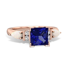 Lab Sapphire 6Mm Princess Eternal Embrace Engagement 14K Rose Gold ring C2002