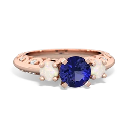 Lab Sapphire Art Deco Eternal Embrace Engagement 14K Rose Gold ring C2003