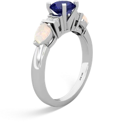 Lab Sapphire 6Mm Round Eternal Embrace Engagement 14K White Gold ring R2005