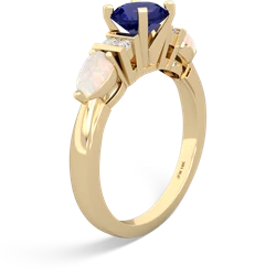 Lab Sapphire 6Mm Round Eternal Embrace Engagement 14K Yellow Gold ring R2005