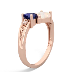 Lab Sapphire Snuggling Hearts 14K Rose Gold ring R2178