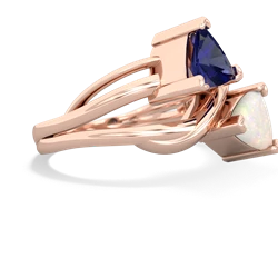 Lab Sapphire Split Band Swirl 14K Rose Gold ring R2341