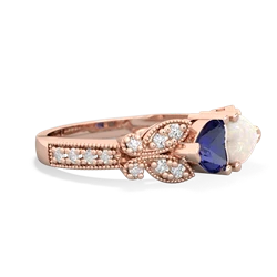 Lab Sapphire Diamond Butterflies 14K Rose Gold ring R5601