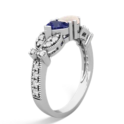 Lab Sapphire Diamond Butterflies 14K White Gold ring R5601