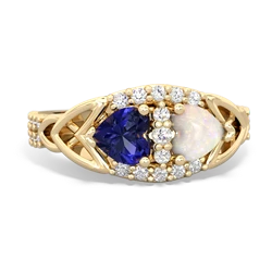 Lab Sapphire Sparkling Celtic Knot 14K Yellow Gold ring R2645