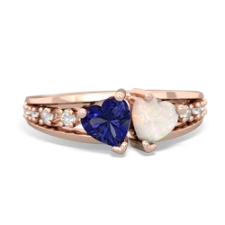 Lab Sapphire Heart To Heart 14K Rose Gold ring R3342