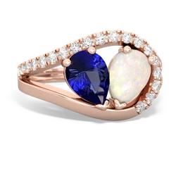 Lab Sapphire Nestled Heart Keepsake 14K Rose Gold ring R5650