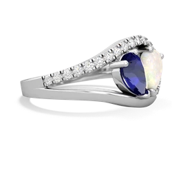 Lab Sapphire Nestled Heart Keepsake 14K White Gold ring R5650