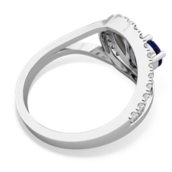 Lab Sapphire Nestled Heart Keepsake 14K White Gold ring R5650