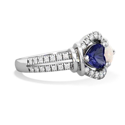 Lab Sapphire Art-Deco Keepsake 14K White Gold ring R5630