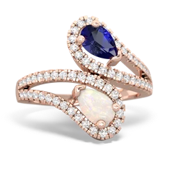 Lab Sapphire Diamond Dazzler 14K Rose Gold ring R3000