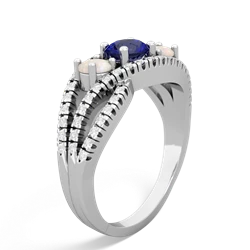 Lab Sapphire Three Stone Aurora 14K White Gold ring R3080