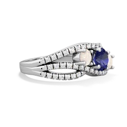 Lab Sapphire Three Stone Aurora 14K White Gold ring R3080