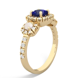 Lab Sapphire Regal Halo 14K Yellow Gold ring R5350