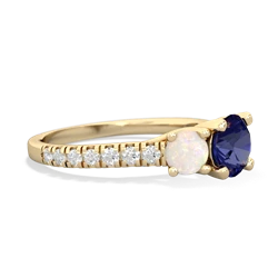 Lab Sapphire Pave Trellis 14K Yellow Gold ring R5500