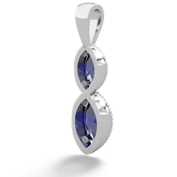 Lab Sapphire Antique-Style Halo 14K White Gold pendant P5700