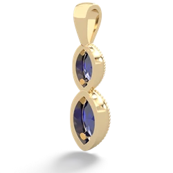 Lab Sapphire Antique-Style Halo 14K Yellow Gold pendant P5700