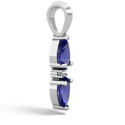 Lab Sapphire Bowtie Drop 14K White Gold pendant P0865