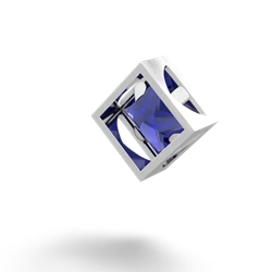 Lab Sapphire 6Mm Princess Slide 14K White Gold pendant P3789