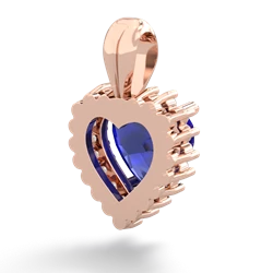 Lab Sapphire Sparkling Halo Heart 14K Rose Gold pendant P0391