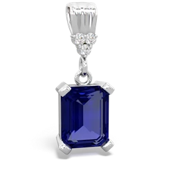 Lab Sapphire Art Deco Dangle 14K White Gold pendant P1937