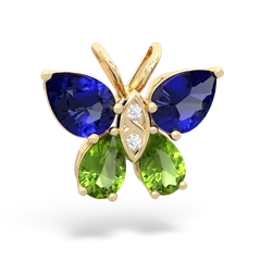 Lab Sapphire Butterfly 14K Yellow Gold pendant P2215