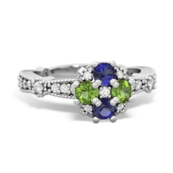 Lab Sapphire Sparkling Tiara Cluster 14K White Gold ring R26293RD