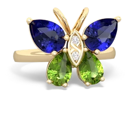 Lab Sapphire Butterfly 14K Yellow Gold ring R2215