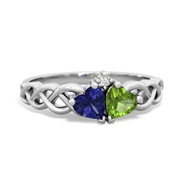 Lab Sapphire Heart To Heart Braid 14K White Gold ring R5870