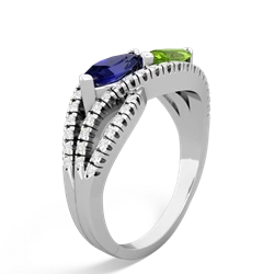 Lab Sapphire Diamond Rivers 14K White Gold ring R3070