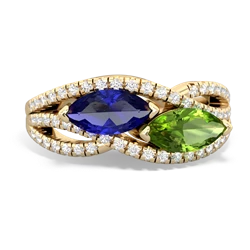 Lab Sapphire Diamond Rivers 14K Yellow Gold ring R3070