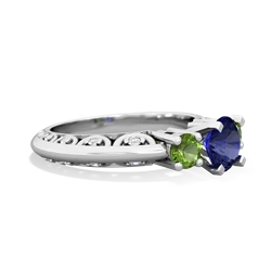 Lab Sapphire Art Deco Eternal Embrace Engagement 14K White Gold ring C2003