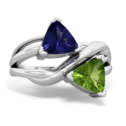 Lab Sapphire Split Band Swirl 14K White Gold ring R2341