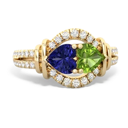 Lab Sapphire Art-Deco Keepsake 14K Yellow Gold ring R5630