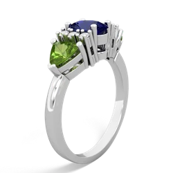 Lab Sapphire Antique Style Three Stone 14K White Gold ring R2186