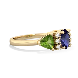 Lab Sapphire Antique Style Three Stone 14K Yellow Gold ring R2186