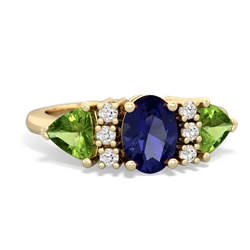 Lab Sapphire Antique Style Three Stone 14K Yellow Gold ring R2186