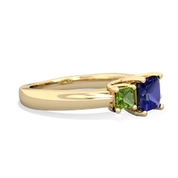 Lab Sapphire Three Stone Trellis 14K Yellow Gold ring R4015