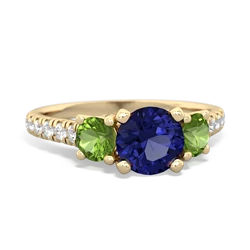 Lab Sapphire Pave Trellis 14K Yellow Gold ring R5500