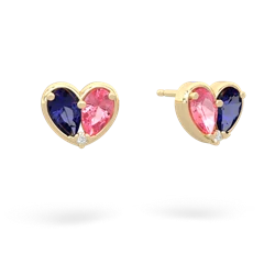 Lab Sapphire 'Our Heart' 14K Yellow Gold earrings E5072